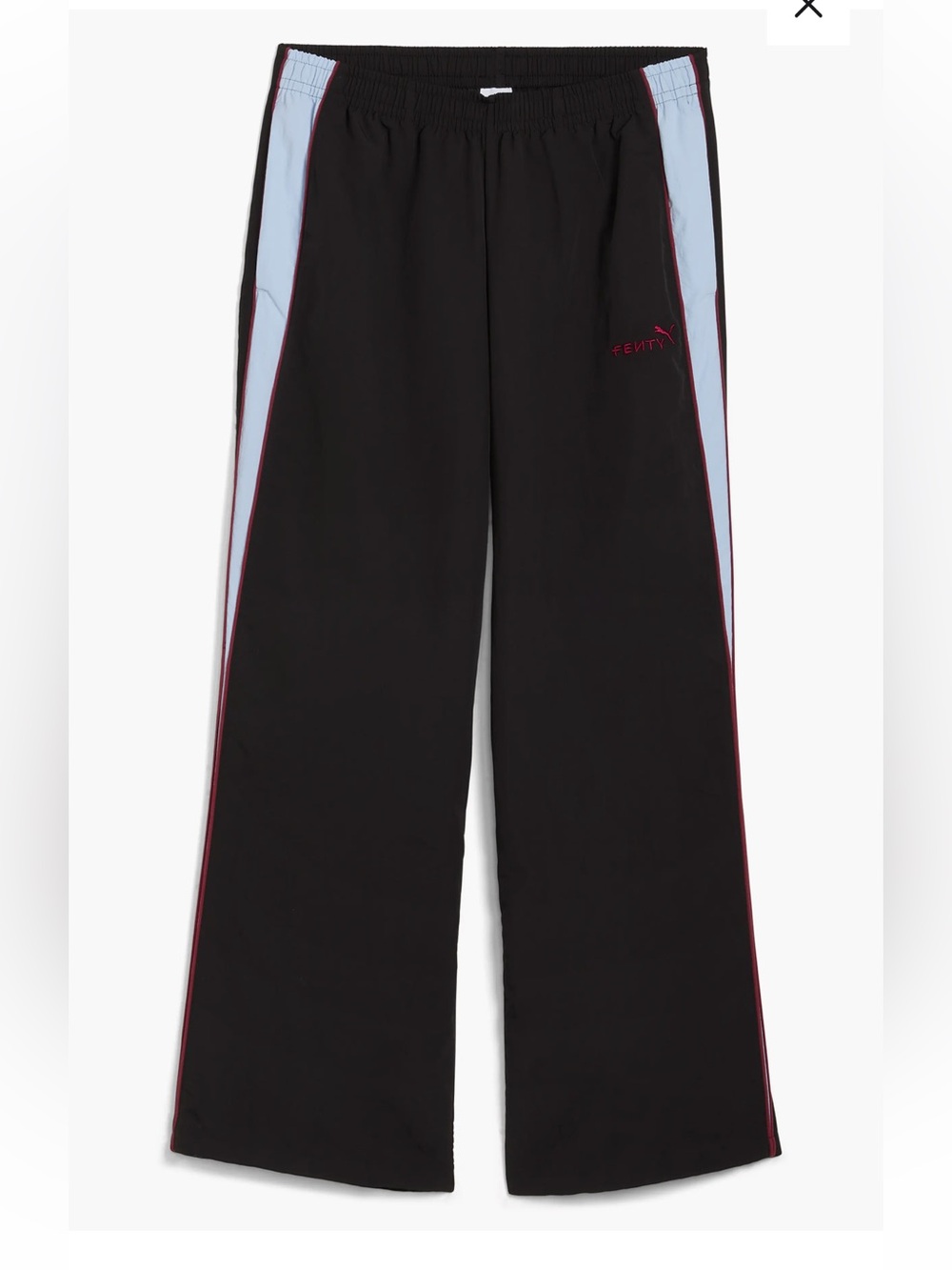 NWT Puma Fenty x Relaxed Track Pants, Black with Blue/Red Stripe, Unisex, Large